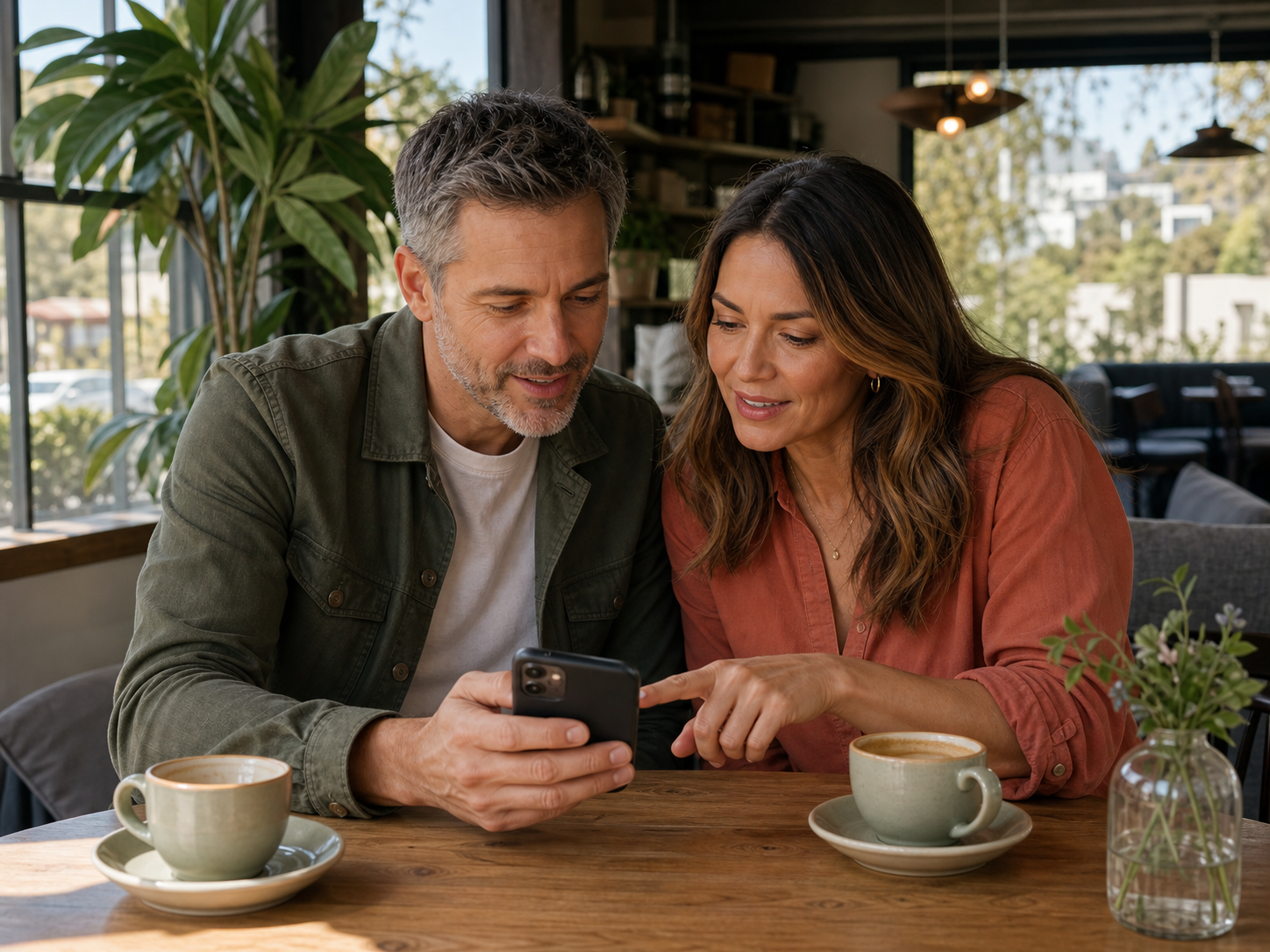 Two Los Angeles singles planning a local date at a Silver Lake style cafe